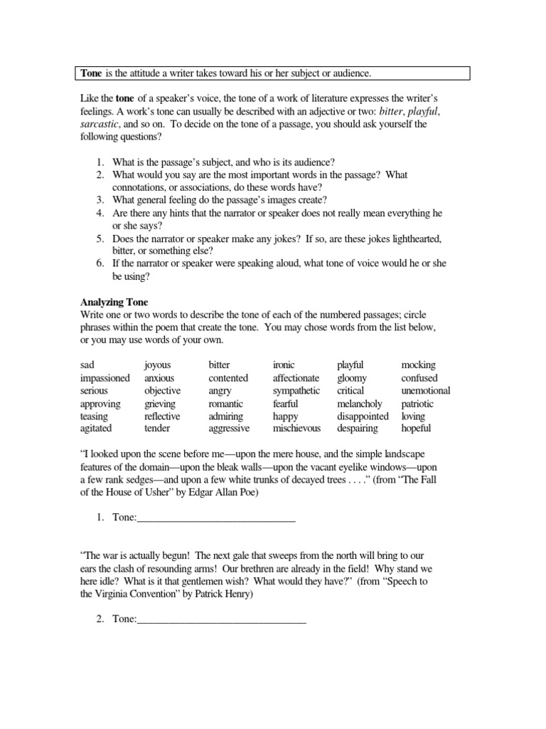 tone-worksheet-fiction-literature