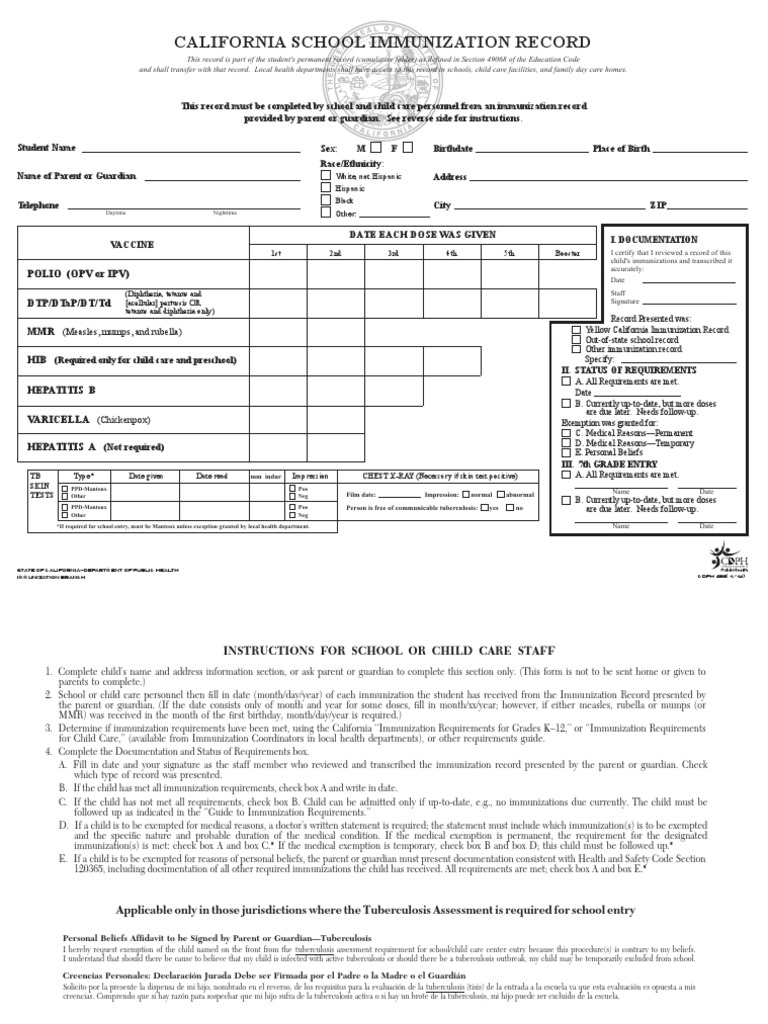 A Comprehensive Record of Student Immunizations: Ensuring Compliance ...