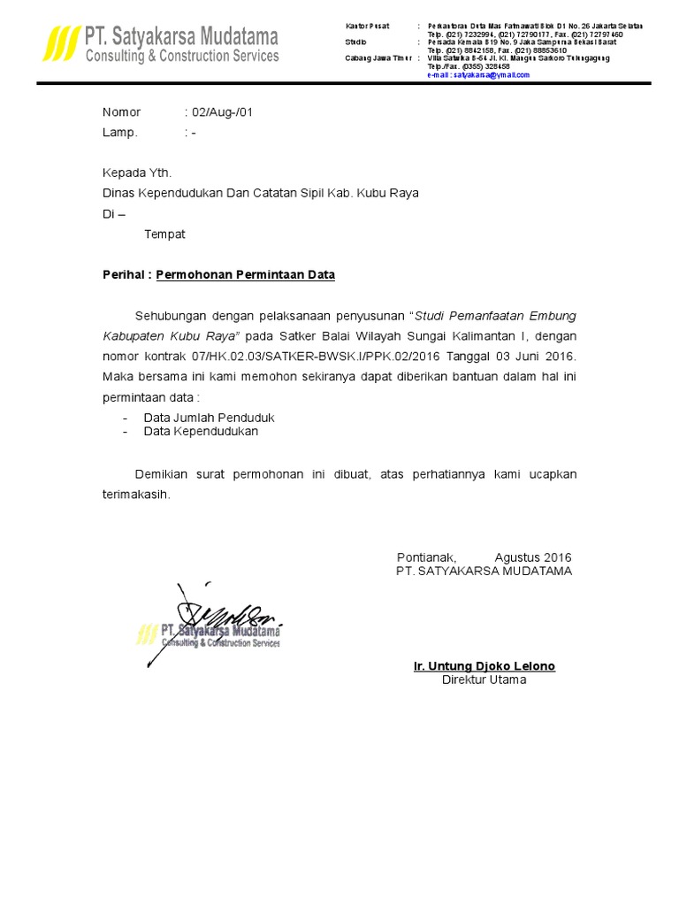 Contoh Surat Permohonan Permintaan Data Ke Kpp Delinewstv