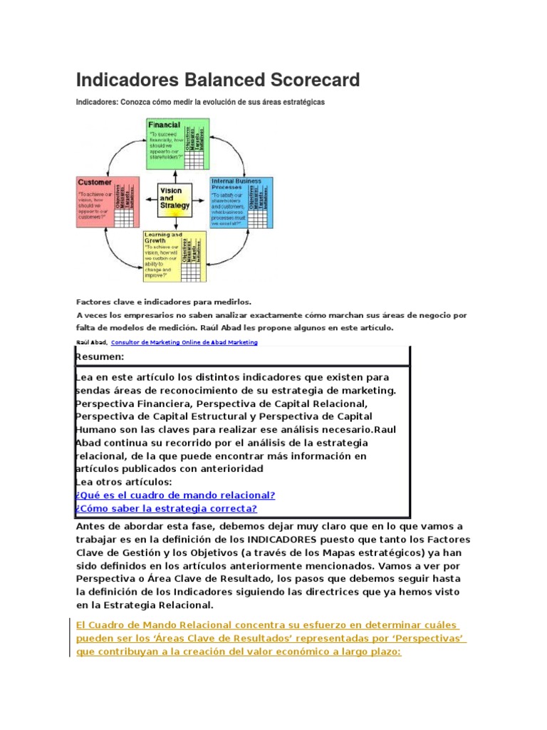 Indicadores Clave del Balanced Scorecard | PDF | Marketing ...