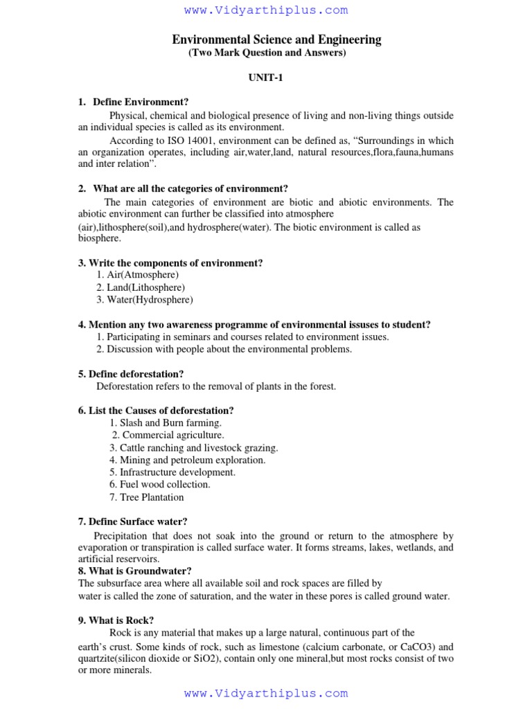Environmental Science Q&A Guide | PDF | Particulates | Coral Reef
