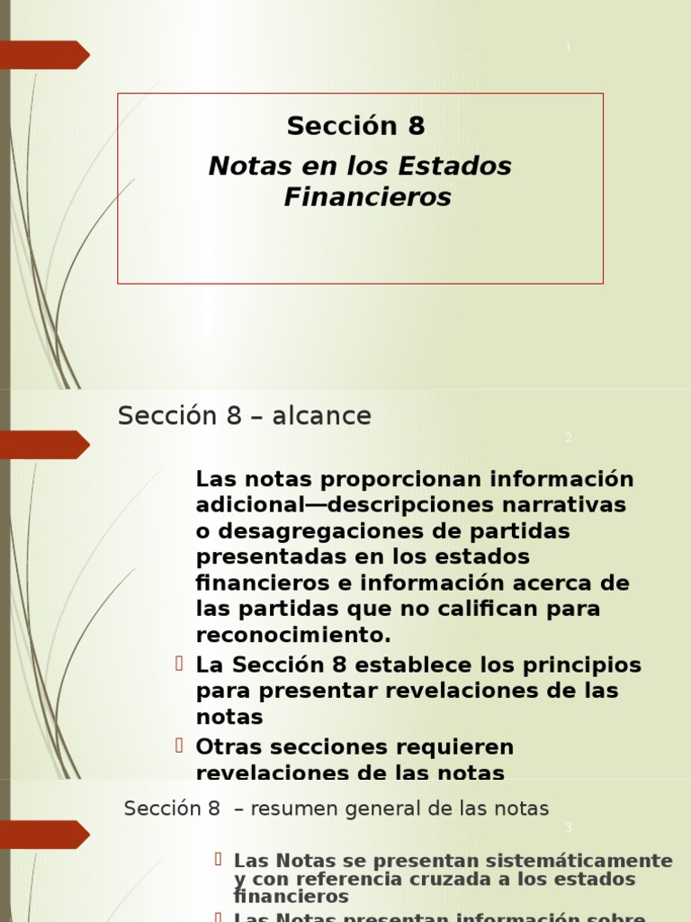 Notas en Estados Financieros NIIF 8 | PDF | normas internacionales de ...
