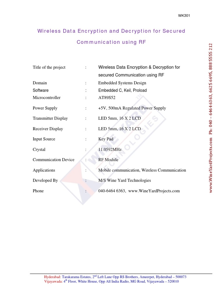 RF Data Encryption & Decryption System | PDF | Rectifier | Wireless