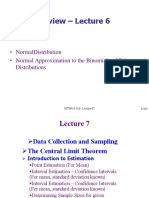 Review - Lecture 6: - Normaldistribution - Normal Approximation To The Binomial and Poisson Distributions