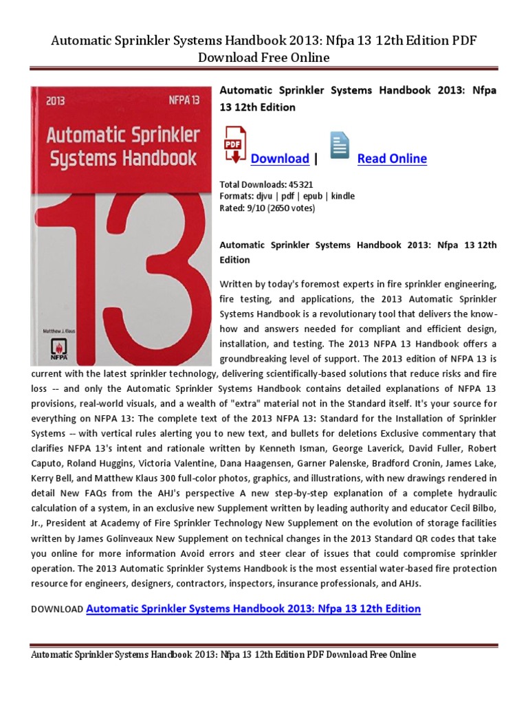 Nfpa 13 automatic sprinkler systems handbook 2010 pdf