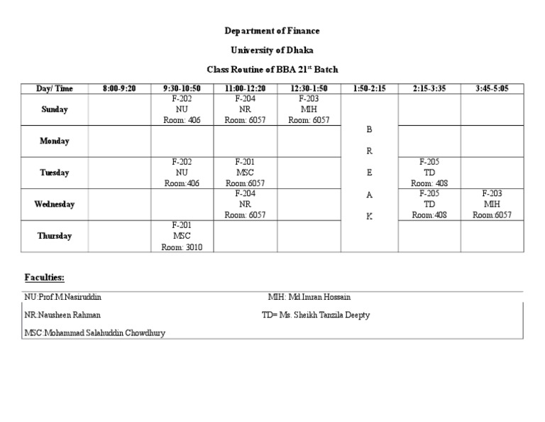 2nd Year 1st Semester Routine | PDF