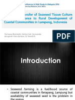 Technology Transfer of Seaweed Tissue Culture and Its Relevance to Rural Development of Coastal Communities in Lampung, Indonesia