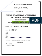The Use of Casting As A Production Process For Industrial Development