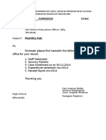Monthly Dak: To, The District Education Officer (SE), Khushab. Subject