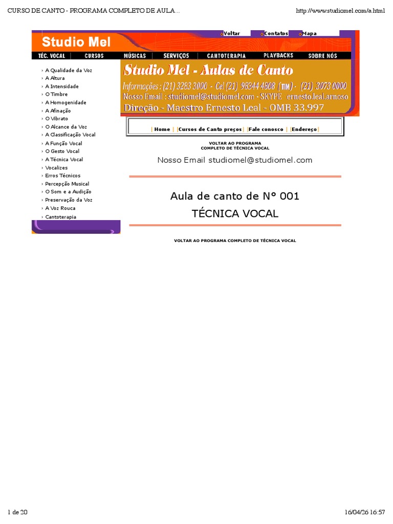 Curso Completo de Técnica Vocal | PDF | Canto | Voz humana