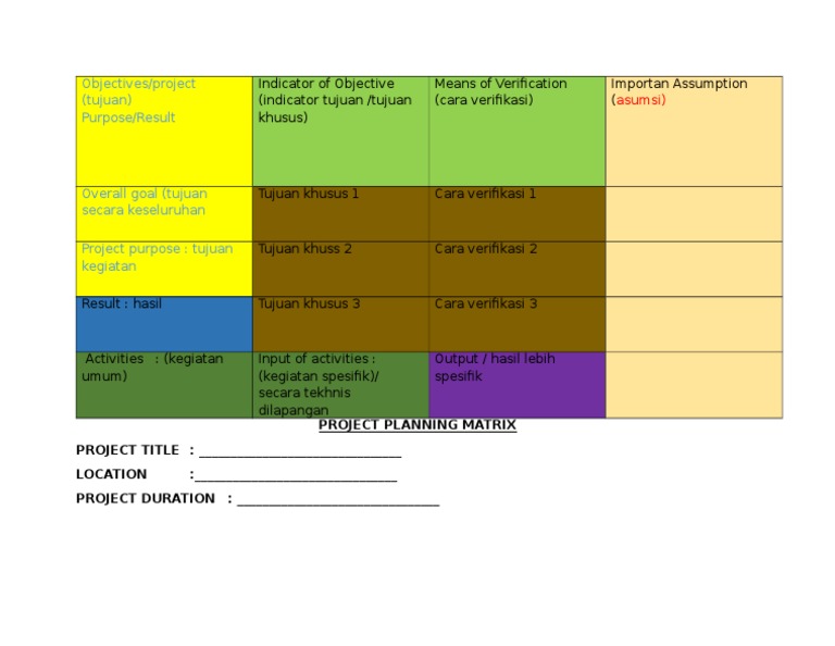 Project Planning Matrix Diagram Project Management Templates