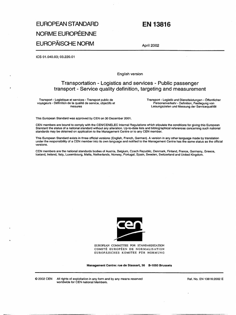 En 13816 Standard - Service Quality Definition, Targeting and ...