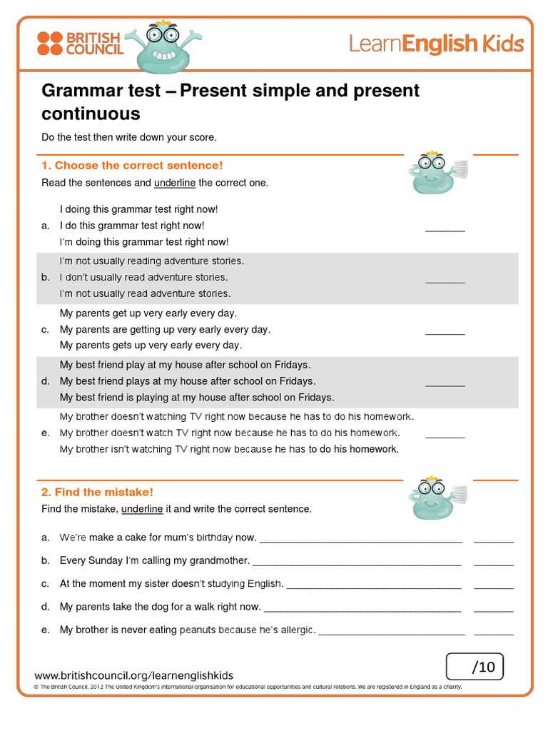 Grammar Practice Present Simple and Present Continuous | PDF | Language ...