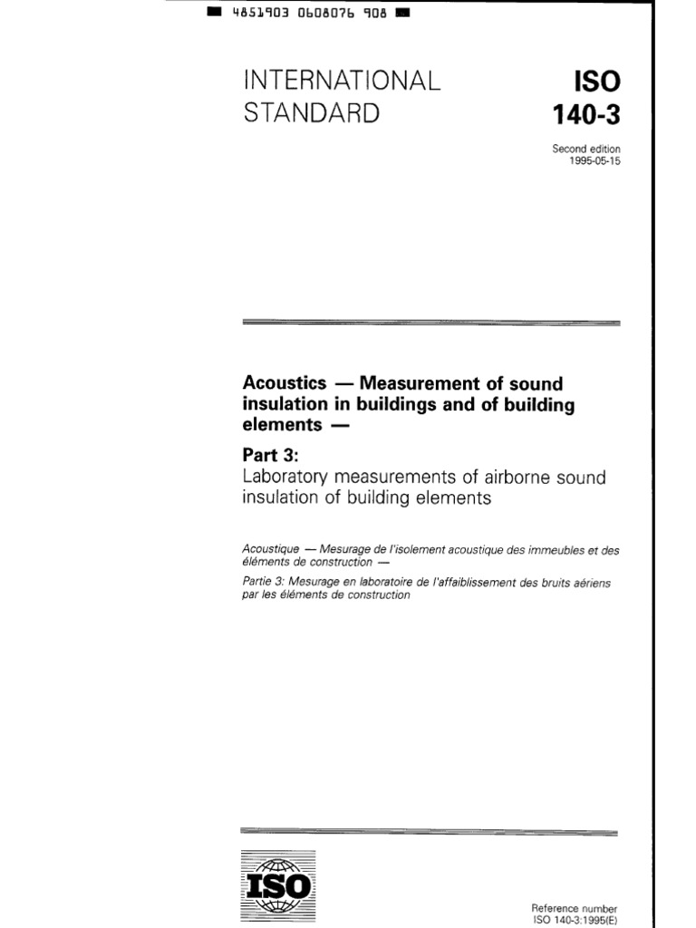 ISO 140-3-1995 Acoustics Sound Insulation Buildings Labo Measurements ...