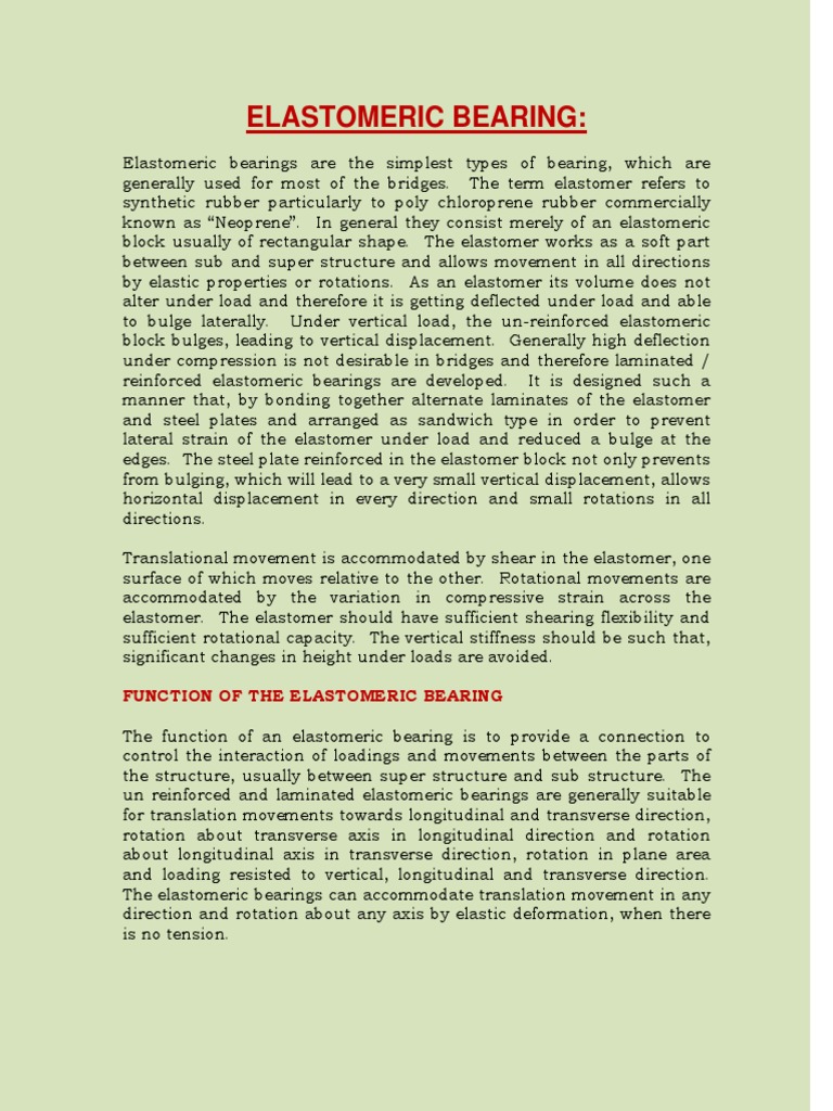 Elastomeric Bearing Full Details PDF PDF Deformation (Engineering
