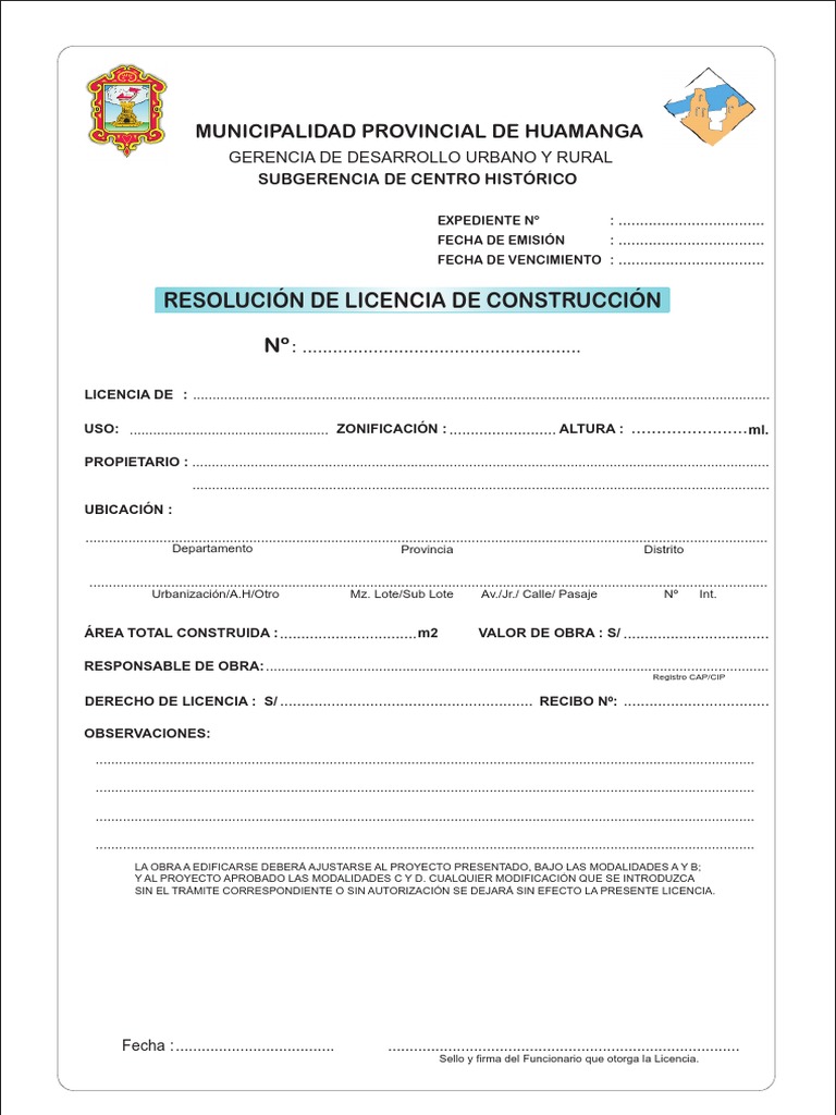Formato licencia construccion pdf