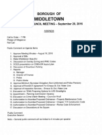 Agenda for Sept. 20 2016 meeting of Middletown Borough Council 