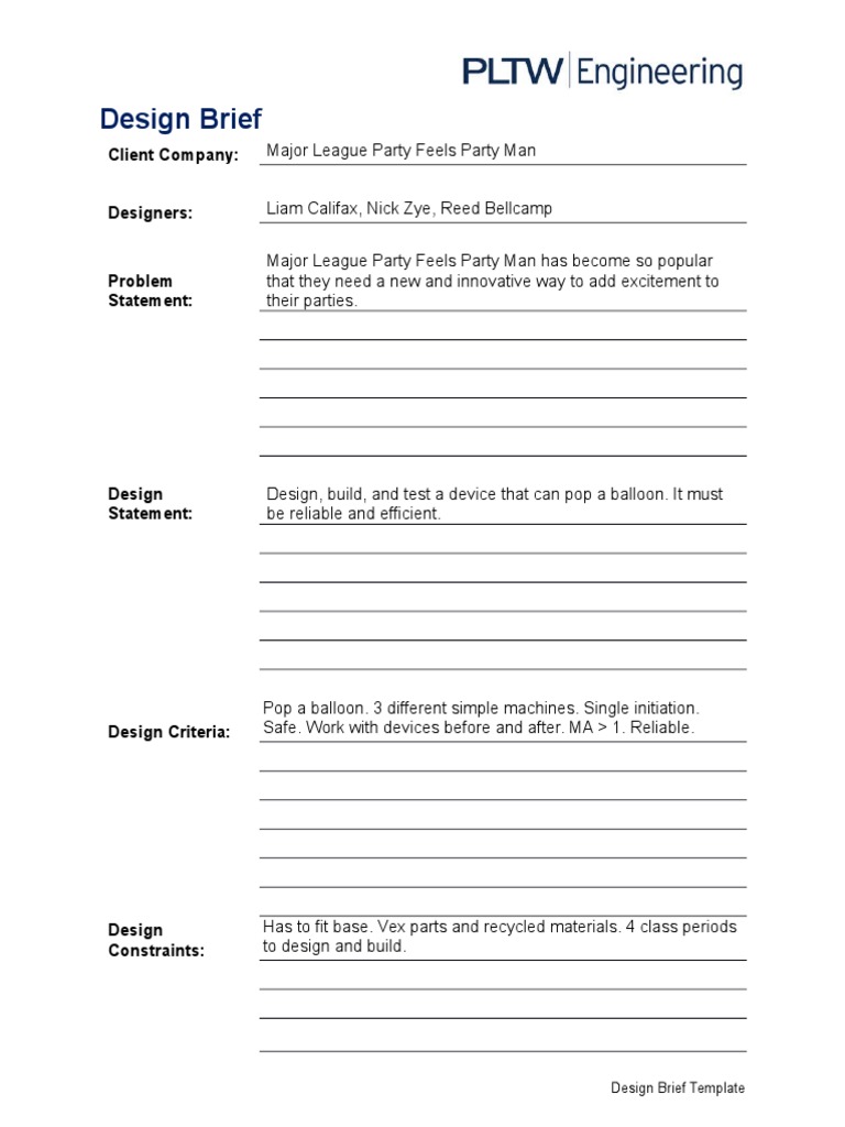 Design Brief Liam Nick Reed | PDF