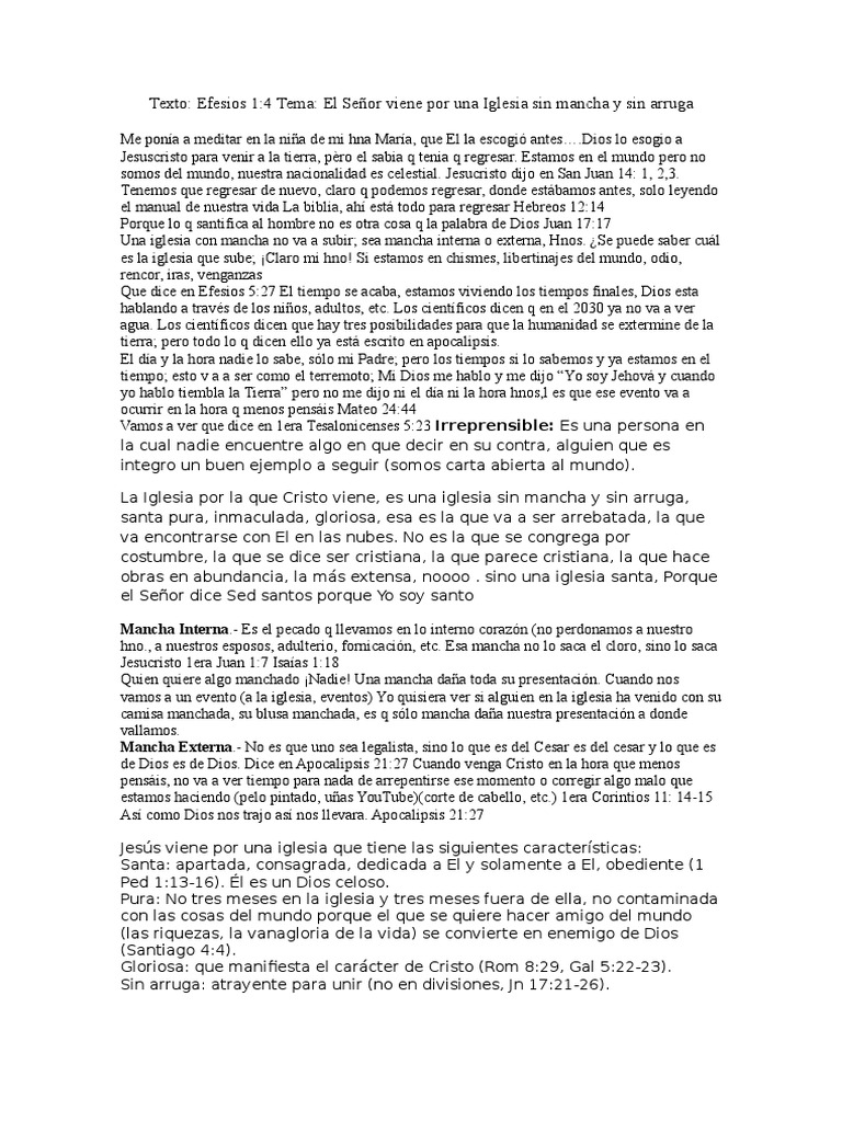 Iglesia Pura Sin Mancha ni Arruga PDF Cristo (título) Santo