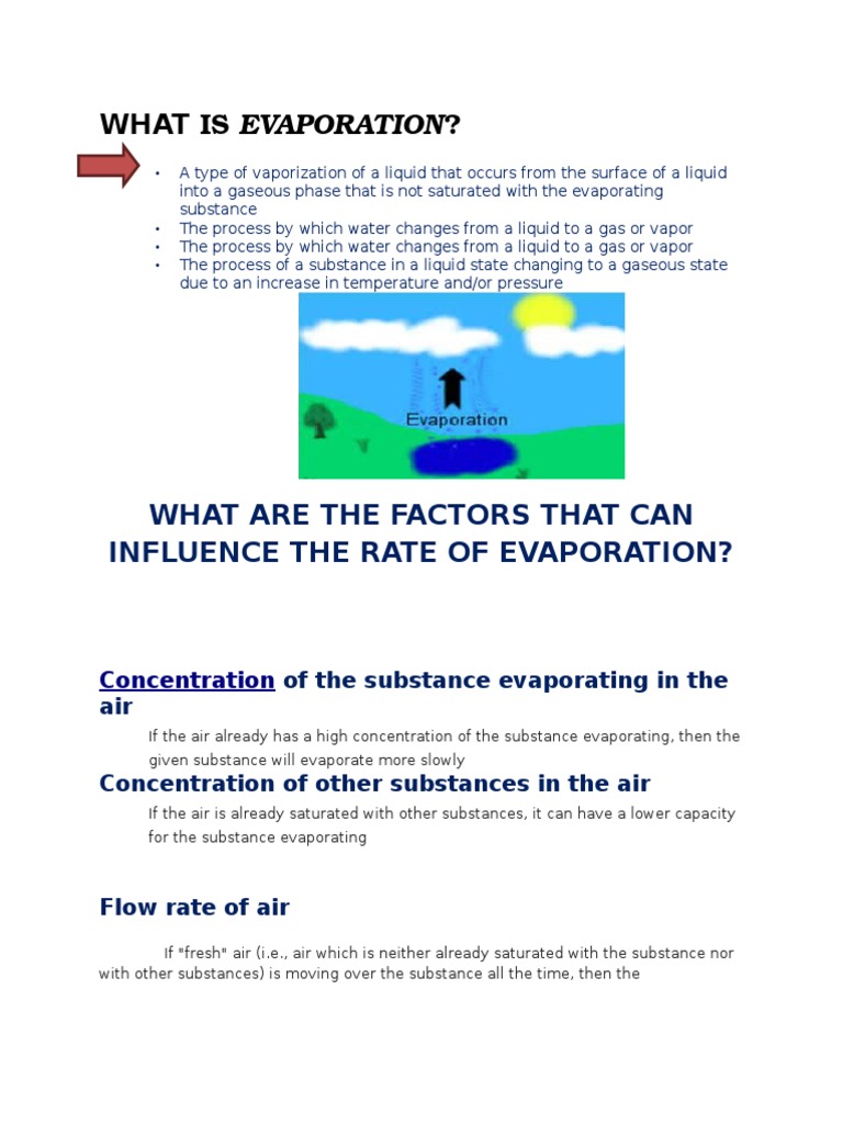 What Is Evaporation? What Are The Factors That Can Influence The Rate
