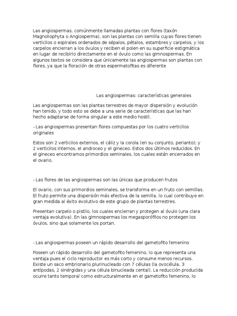 Características de las Angiospermas | PDF | Flores | Plantas