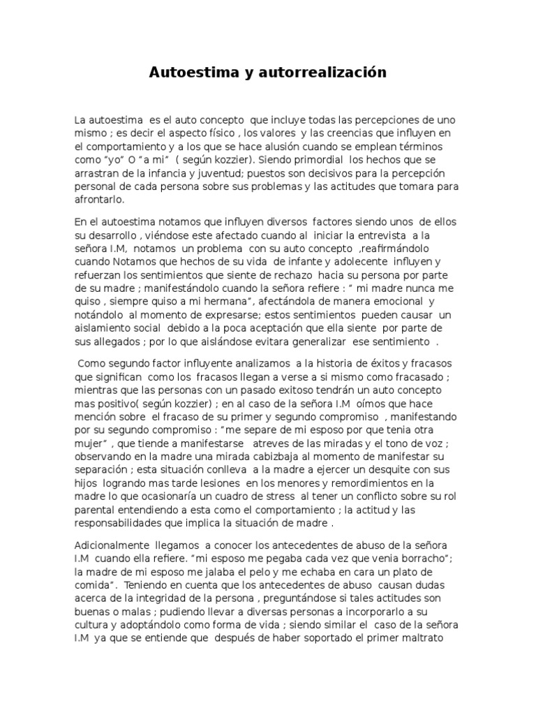 Autoestima y su impacto en la autorrealización | PDF | Autoestima ...