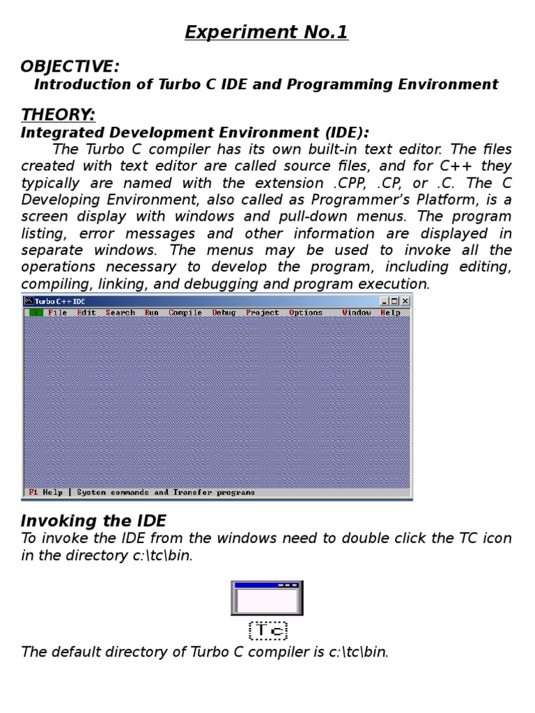 Turbo C IDE | Computer Program | Integrated Development Environment