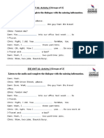 E III UNIT A1 Activity Worksheets