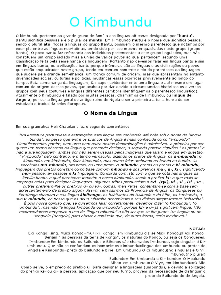 Introdução ao Kimbundu e sua História | PDF | Sílaba | Estresse ...