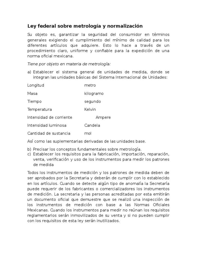 Ley Federal Sobre Metrología y Normalización