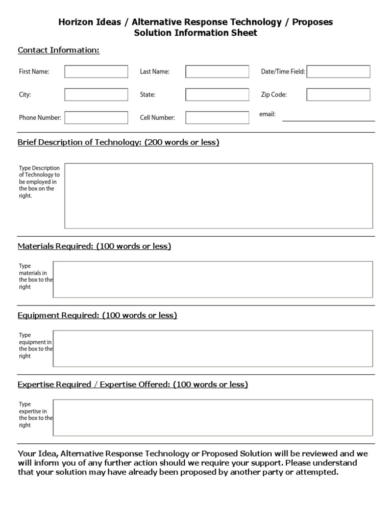 Alternative Response Tech Proposal Form | PDF