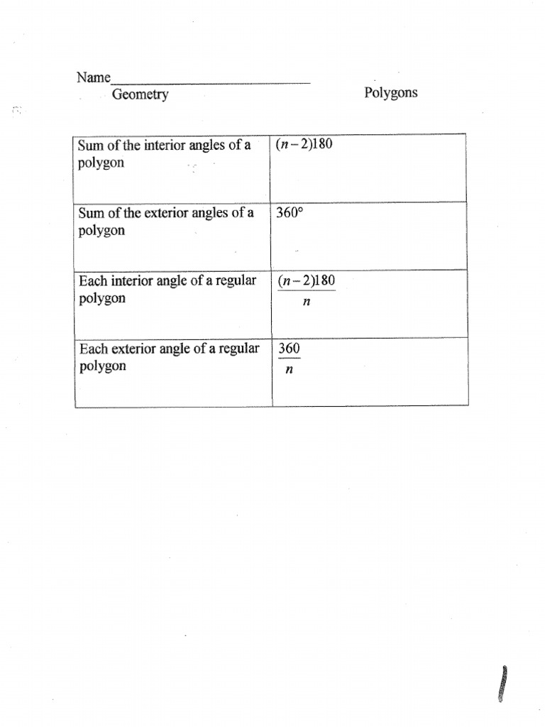 worksheet Exterior Angles Worksheet geom ch 08 polygon angle sum packet euclidean plane geometry