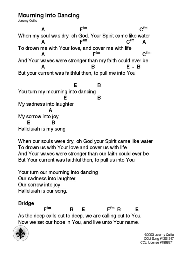 Mourning Into Dancing Chords Pdf 