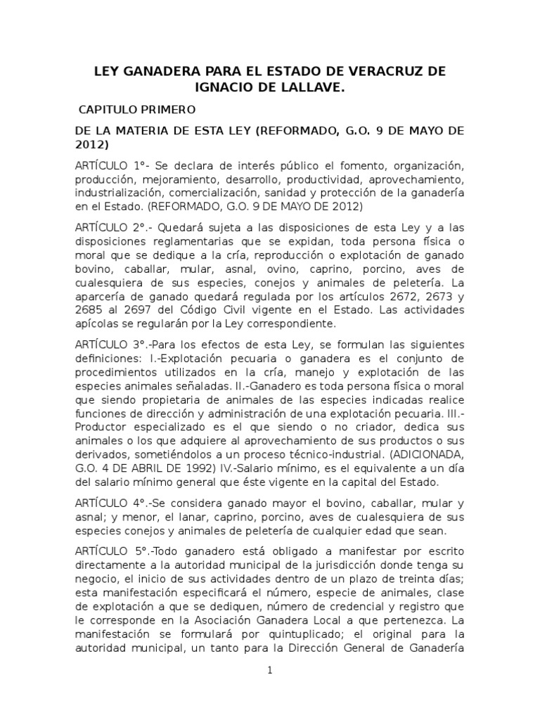 Ley Ganadera para El Estado de