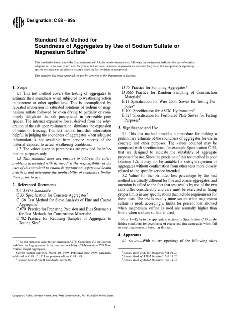 Astm C88 | PDF | Chemistry | Materials