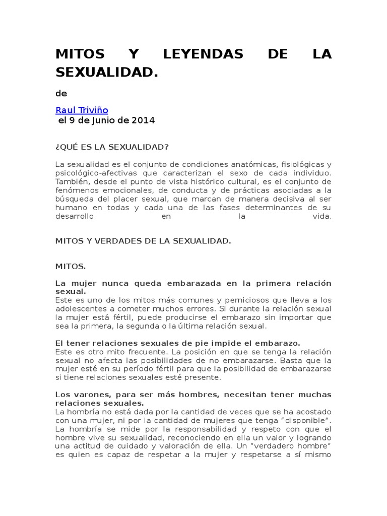 Mitos y Verdades de la Sexualidad | PDF | La sexualidad humana | Hombre