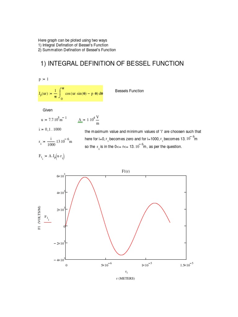1) Integral Definition of Bessel Function | PDF