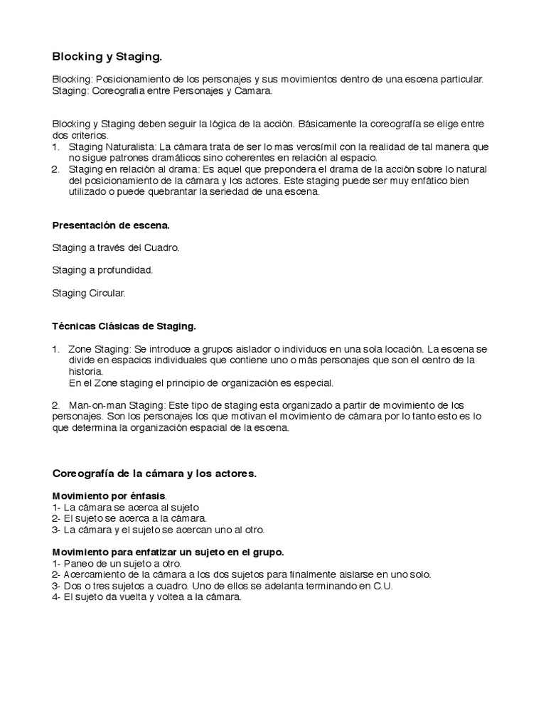 Blocking y Staging en Cine | PDF | Ciencia cognitiva | Teatro