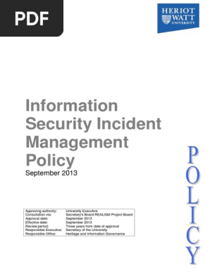 Information Security Incident Management