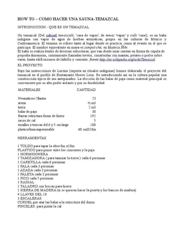 Cómo Construir un Temazcal en Casa | PDF | Hazme | Neumático