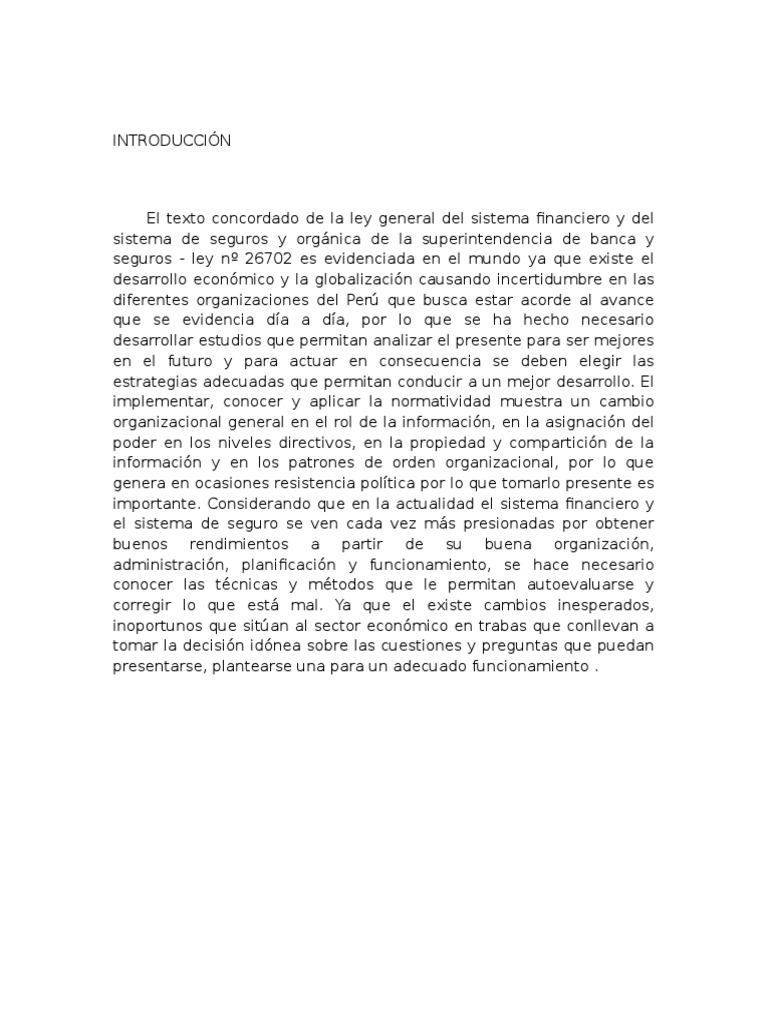 Ley 26702 Pe | PDF | Sistema financiero | Bancos