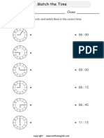Name: - Class: - : Read The Clocks and Match Them To The Correct Time