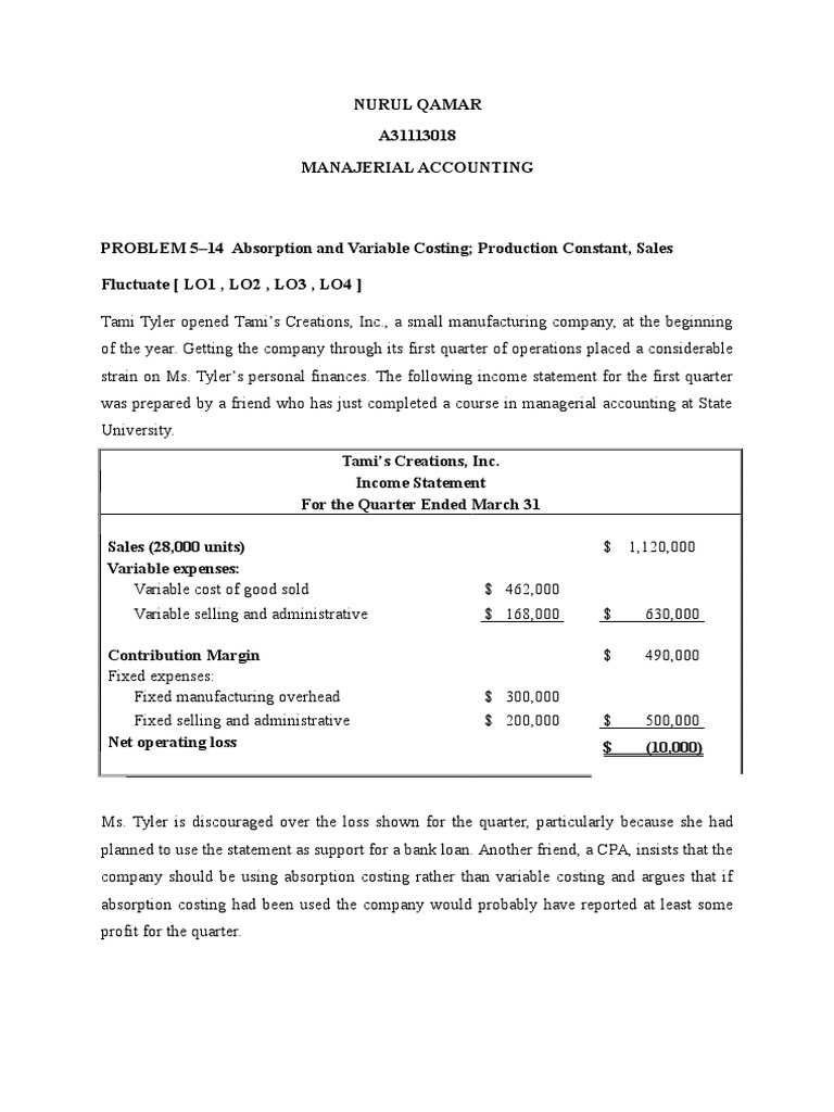 Contoh Soal Metode Harga Pokok Variabel Income Statement Cost Of Goods Sold