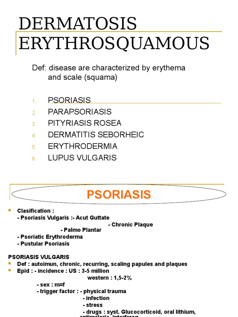 Dermatosis Erythrosquamous | PDF | Psoriasis | Cutaneous Conditions