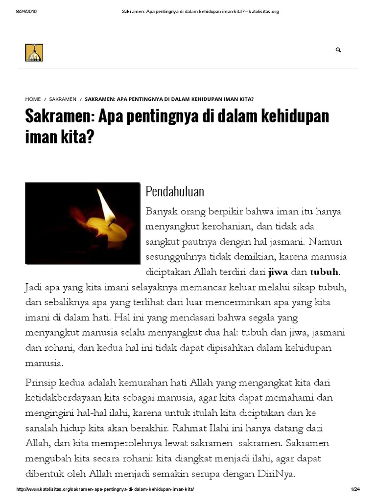 Sakramen Apa Pentingnya Di Dalam Kehidupan Iman Kita Katolisitas Pdf