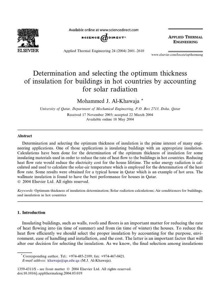 Optimum Insulation Thickness for Hot Climates | PDF | Building ...
