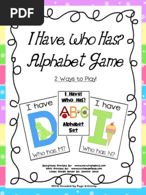 i Have Who Has Alphabet Game