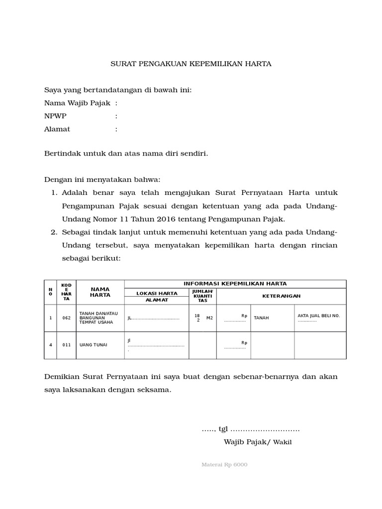 Contoh Surat Pengakuan Mendapat Kunci