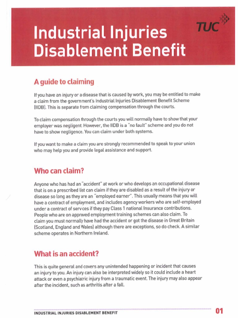 Industrial Injuries Disablement Benefit TUC Guide | PDF
