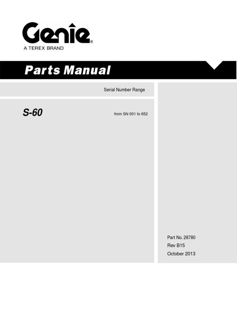 Genie Parts Manual Model S60 PDF Distributor Transportation